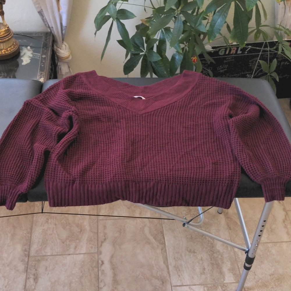 Zenana Plus Size Red Cable Knit Sweater